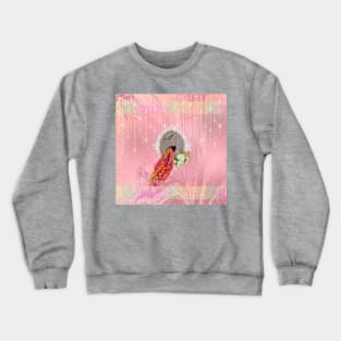 Elegant peacock with flowers in soft colors Crewneck Sweatshirt